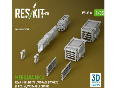 Merkava Mk.3 - Rear Hull Metall Storage Baskets (2 Pcs) With Workable Chains (For Hobby Boss Kits / 3d-printed) - image 2