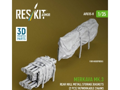 Merkava Mk.3 - Rear Hull Metall Storage Baskets (2 Pcs) With Workable Chains (For Hobby Boss Kits / 3d-printed) - image 3