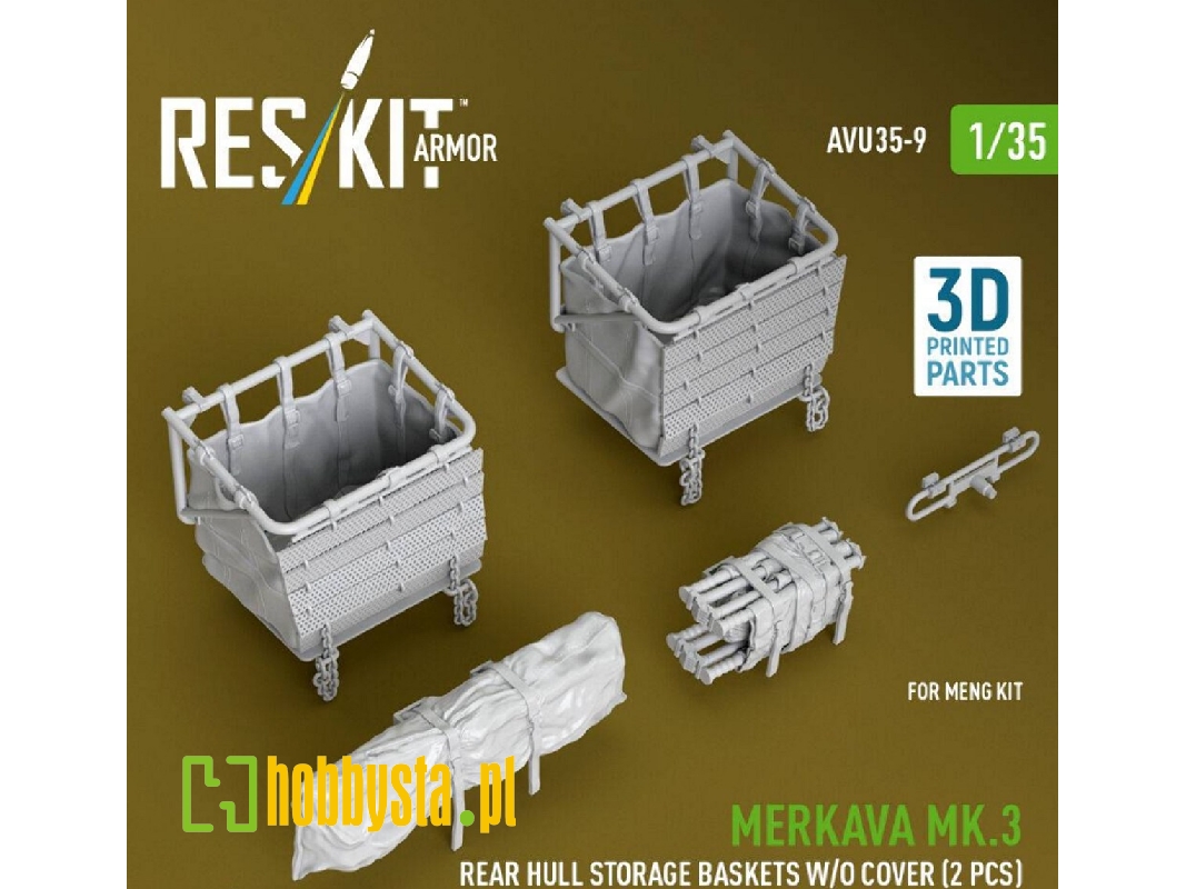 Merkava Mk.3 - Rear Hull Storage Baskets Without Cover (2 Pcs) (For Meng Kits / 3d-printed) - image 1