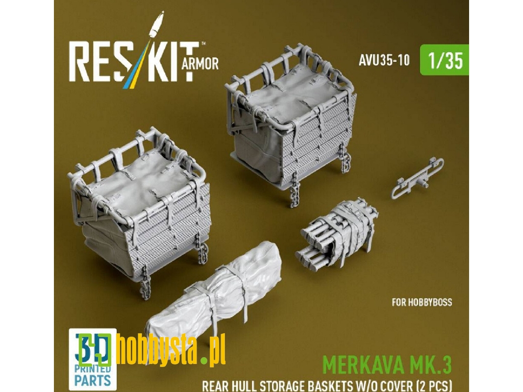 Merkava Mk.3 - Rear Hull Storage Baskets Without Cover (2 Pcs) (For Hobby Boss Kits / 3d-printed) - image 1