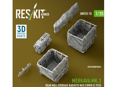 Merkava Mk.3 - Rear Hull Storage Baskets Without Cover (2 Pcs) (For Hobby Boss Kits / 3d-printed) - image 2