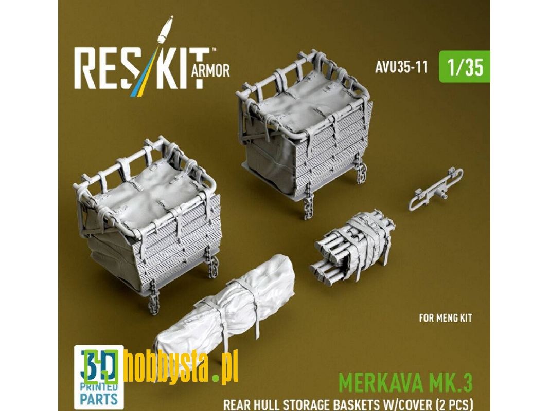 Merkava Mk.3 - Rear Hull Storage Baskets With Cover (2 Pcs) (For Meng Kits / 3d-printed) - image 1