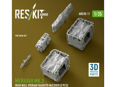Merkava Mk.3 - Rear Hull Storage Baskets With Cover (2 Pcs) (For Meng Kits / 3d-printed) - image 2