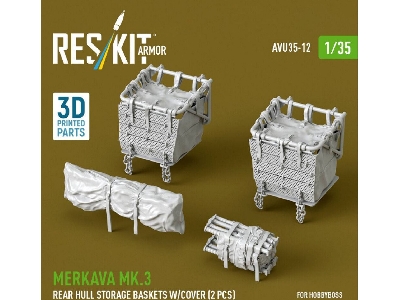 Merkava Mk.3 - Rear Hull Storage Baskets With Cover (2 Pcs) (For Hobby Boss Kits / 3d-printed) - image 1
