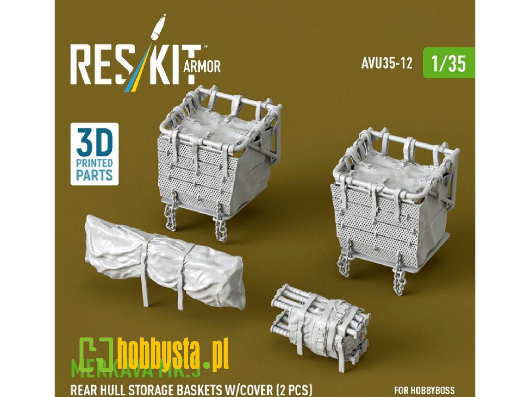 Merkava Mk.3 - Rear Hull Storage Baskets With Cover (2 Pcs) (For Hobby Boss Kits / 3d-printed) - image 1