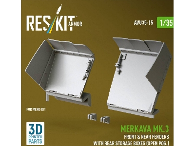 Merkava Mk.3 - Front & Rear Fenders With Rear Storage Boxes / Open Possition (For Meng Kits / 3d-printed) - image 2