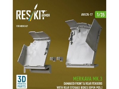 Merkava Mk.3 - Damaged Front & Rear Fenders With Rear Storage Boxes / Open Possition (For Meng Kits / 3d-printed) - image 1
