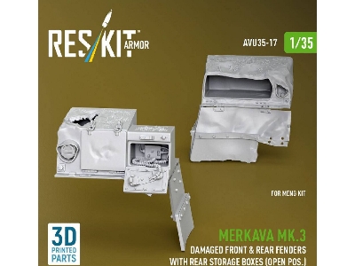 Merkava Mk.3 - Damaged Front & Rear Fenders With Rear Storage Boxes / Open Possition (For Meng Kits / 3d-printed) - image 2