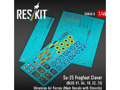 Su-25 Frogfoot - Clover (Blue 01, 04, 10, 22, 33) Ukrainian Air Forces (Main Decals With Stencils) - image 1