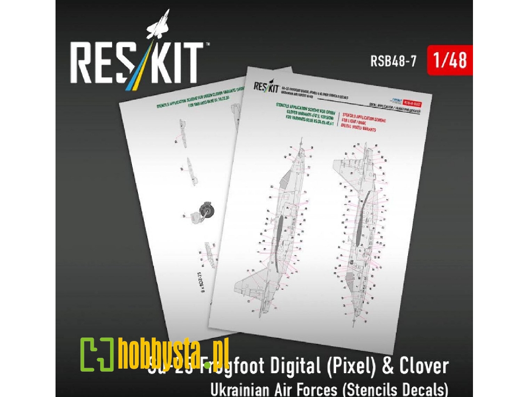Su-25 Frogfoot - Digital (Pixel) & Clover Ukrainian Air Forces (Stencils Decals) - image 1