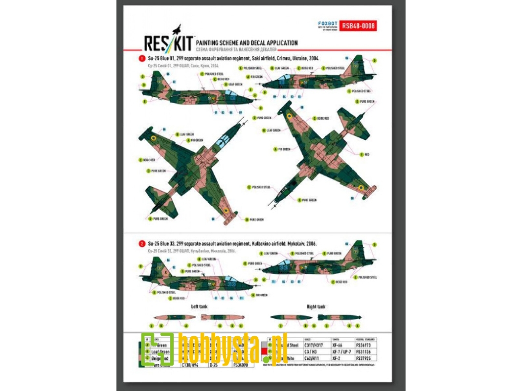 Su-25 Frogfoot - Geometric (Blue 17, 33, 01, 02) Ukrainian Air Forces (Main Decals With Stencils) - image 1