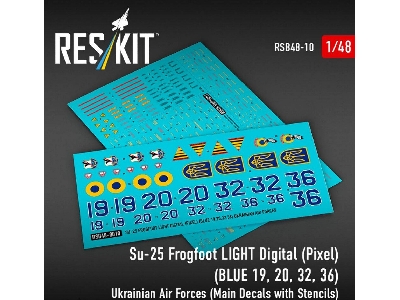 Su-25 Frogfoot - Light Digital (Pixel) (Blue 19, 20, 32, 36) Ukrainian Air Forces (Main Decals With Stencils) - image 1