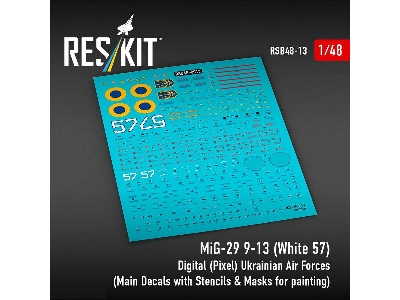 Mig-29 9-13 - (White 57) Digital (Pixel) Ukrainian Air Forces (Main Decals With Stencils & Masks For Painting / 4 Pcs) - image 2
