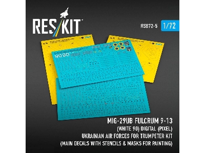 Mig-29 Ub / Fulcrum 9-13 - (White 90) Digital (Pixel) Ukrainian Air Forces For Trumpeter Kit (Main Decals With Stencils & Masks 