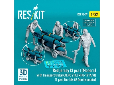 Modern Red Jersey (3 Figures) With Transport Trolley Aero 21a (Mhu-191a/M) (1 Piece) (For Mk.82 Family Bombs / 3d Printed) - ima