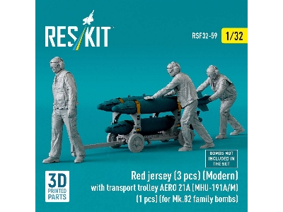 Modern Red Jersey (3 Figures) With Transport Trolley Aero 21a (Mhu-191a/M) (1 Piece) (For Mk.82 Family Bombs / 3d Printed) - ima