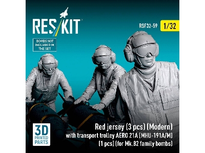 Modern Red Jersey (3 Figures) With Transport Trolley Aero 21a (Mhu-191a/M) (1 Piece) (For Mk.82 Family Bombs / 3d Printed) - ima