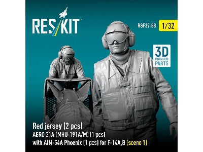 Modern Red Jersey (2 Figures) - Aero 21a (Mhu-191a/M) (1 Piece) With Aim-54a Phoenix (1 Piece) For F-14 A/B - Scene 1 (3d-printe