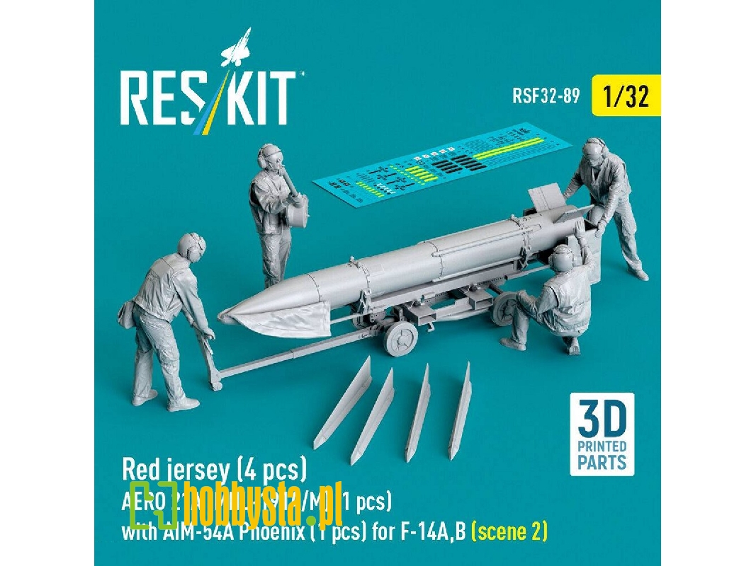 Modern Red Jersey (4 Figures) - Aero 21a (Mhu-191a/M) (1 Piece) With Aim-54 A Phoenix (1 Piece) For F-14 A/B - Scene 2 (3d-print