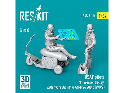 Usaf Ww2 Pilots (2 Pcs) & M1 Weaver Trolley With Hydraulic Lift & An-m64 500lb (3d-printed) - image 1
