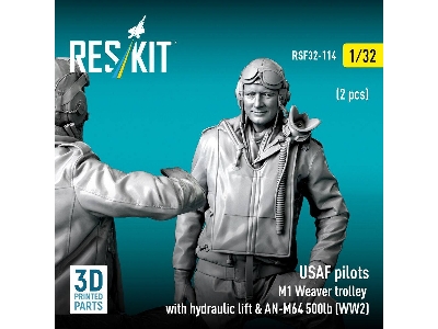 Usaf Ww2 Pilots (2 Pcs) & M1 Weaver Trolley With Hydraulic Lift & An-m64 500lb (3d-printed) - image 2