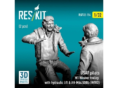 Usaf Ww2 Pilots (2 Pcs) & M1 Weaver Trolley With Hydraulic Lift & An-m64 500lb (3d-printed) - image 3