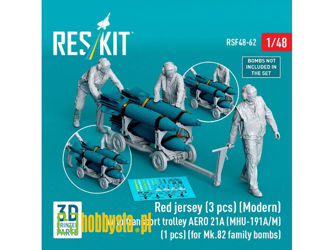 Modern Red Jersey (3 Figures) With Transport Trolley Aero 21a (Mhu-191a/M) (1 Piece) (For Mk.82 Family Bombs / 3d Printed) - ima