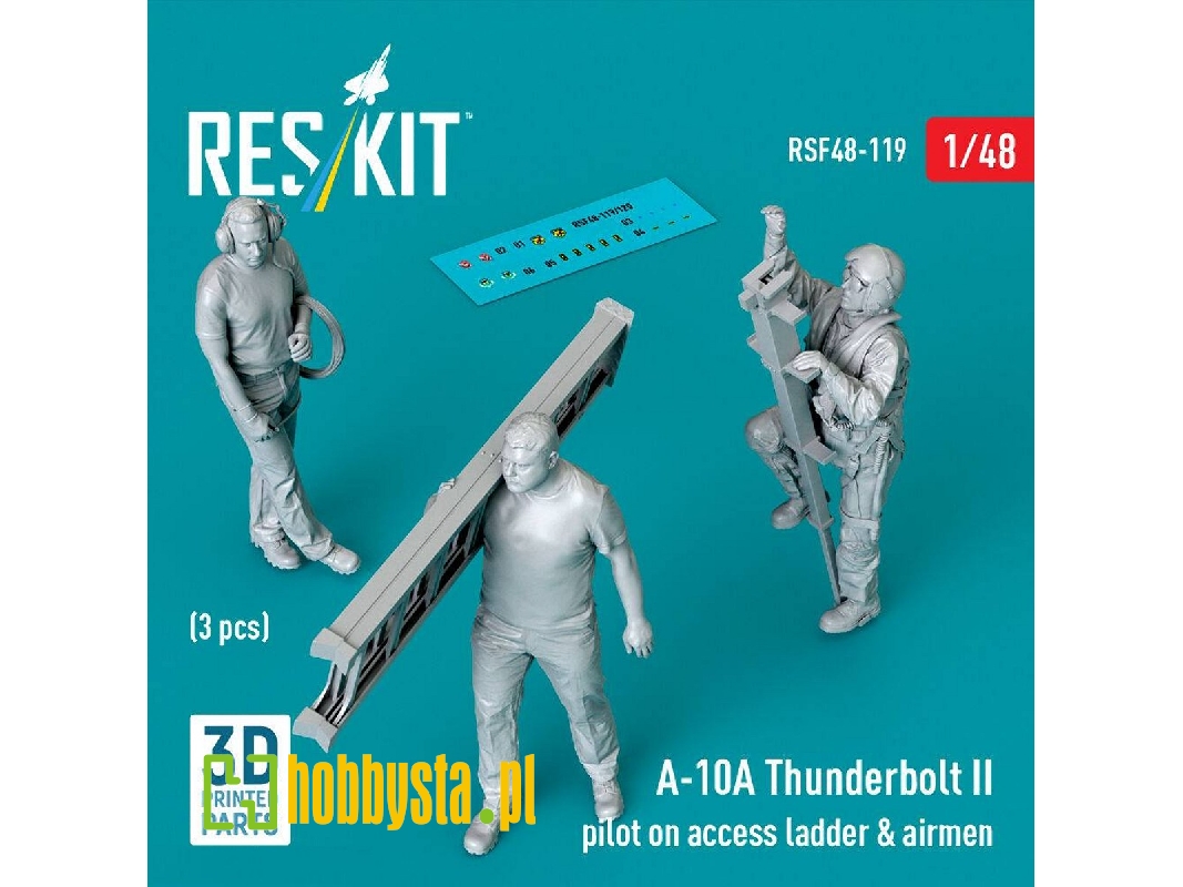 Fairchild A-10 A Thunderbolt Ii Pilot On Access Ladder & Airmen (3 Figures / 3d-printed) - image 1