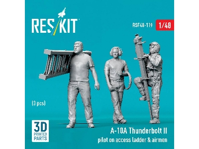 Fairchild A-10 A Thunderbolt Ii Pilot On Access Ladder & Airmen (3 Figures / 3d-printed) - image 2