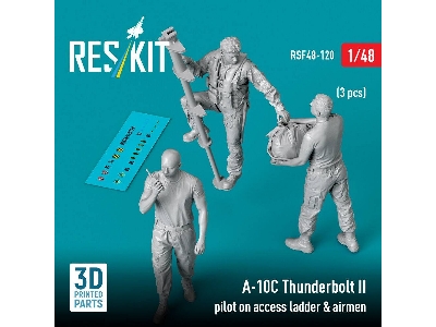 Fairchild A-10 C Thunderbolt Ii Pilot On Access Ladder & Airmen (3 Figures / 3d-printed) - image 1