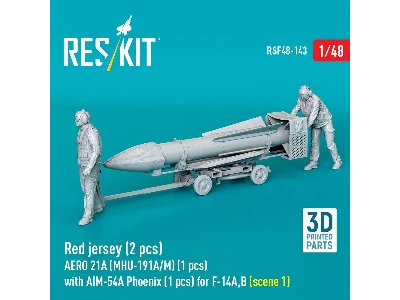 Modern Red Jersey (2 Figures) - Aero 21a (Mhu-191a/M) (1 Piece) With Aim-54a Phoenix (1 Piece) For F-14 A/B - Scene 1 (3d-printe