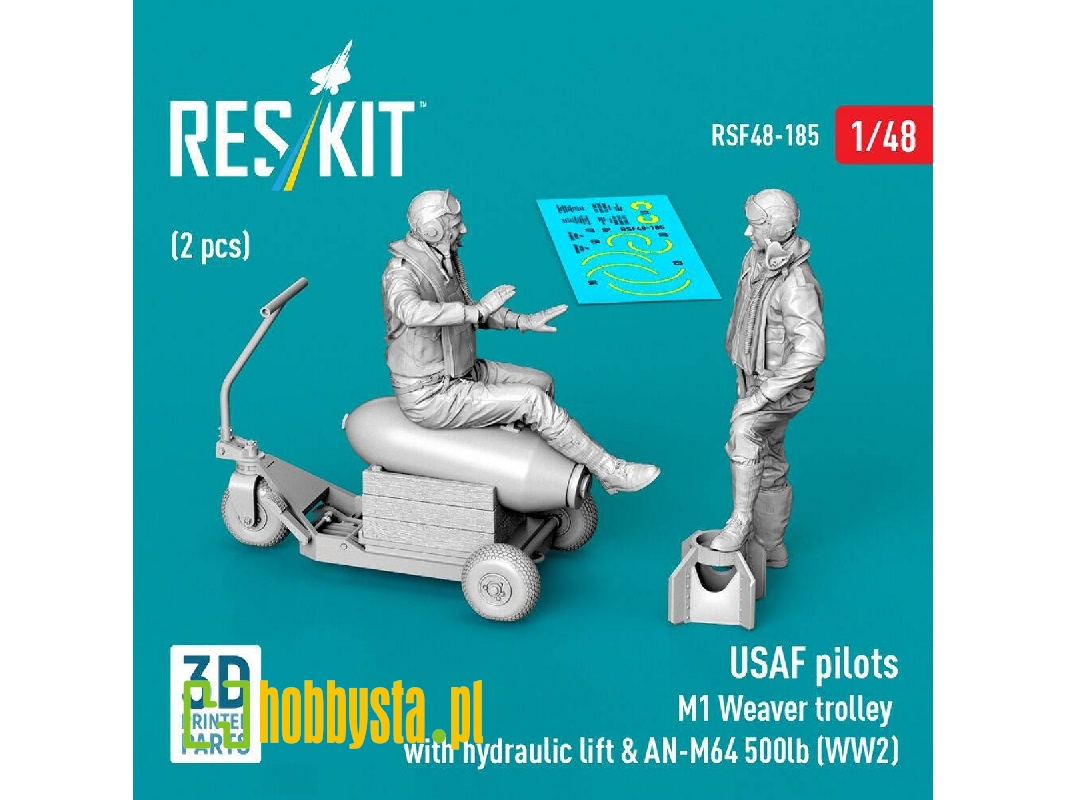 Usaf Ww2 Pilots (2 Pcs) & M1 Weaver Trolley With Hydraulic Lift & An-m64 500lb (3d-printed) - image 1