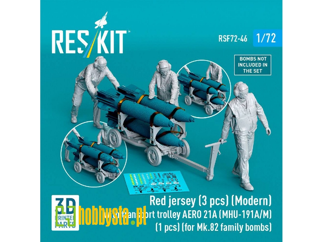 Modern Red Jersey (3 Figures) With Transport Trolley Aero 21a (Mhu-191a/M) (1 Piece) (For Mk.82 Family Bombs / 3d Printed) - ima