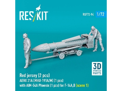 Modern Red Jersey (2 Figures) Aero 21a (Mhu-191a/M) (1 Piece) With Aim-54a Phoenix (1 Piece) For F-14 A/B - Scene 1 (3d-printed)