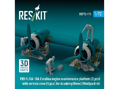 Pby-5 / Oa-10a Catalina - Engine Maintenance Platform (2 Pcs) With Service Crew (5 Figures) For Academy / Revell And Wolfpack Ki