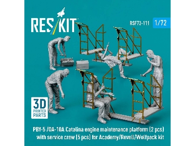Pby-5 / Oa-10a Catalina - Engine Maintenance Platform (2 Pcs) With Service Crew (5 Figures) For Academy / Revell And Wolfpack Ki