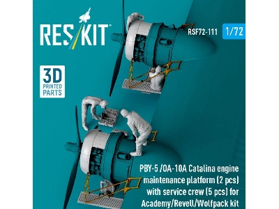 Pby-5 / Oa-10a Catalina - Engine Maintenance Platform (2 Pcs) With Service Crew (5 Figures) For Academy / Revell And Wolfpack Ki