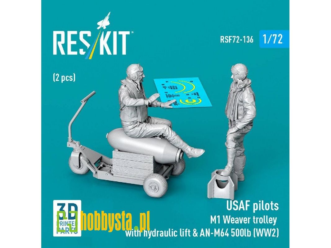 Usaf Ww2 Pilots (2 Pcs) & M1 Weaver Trolley With Hydraulic Lift & An-m64 500lb (3d-printed) - image 1