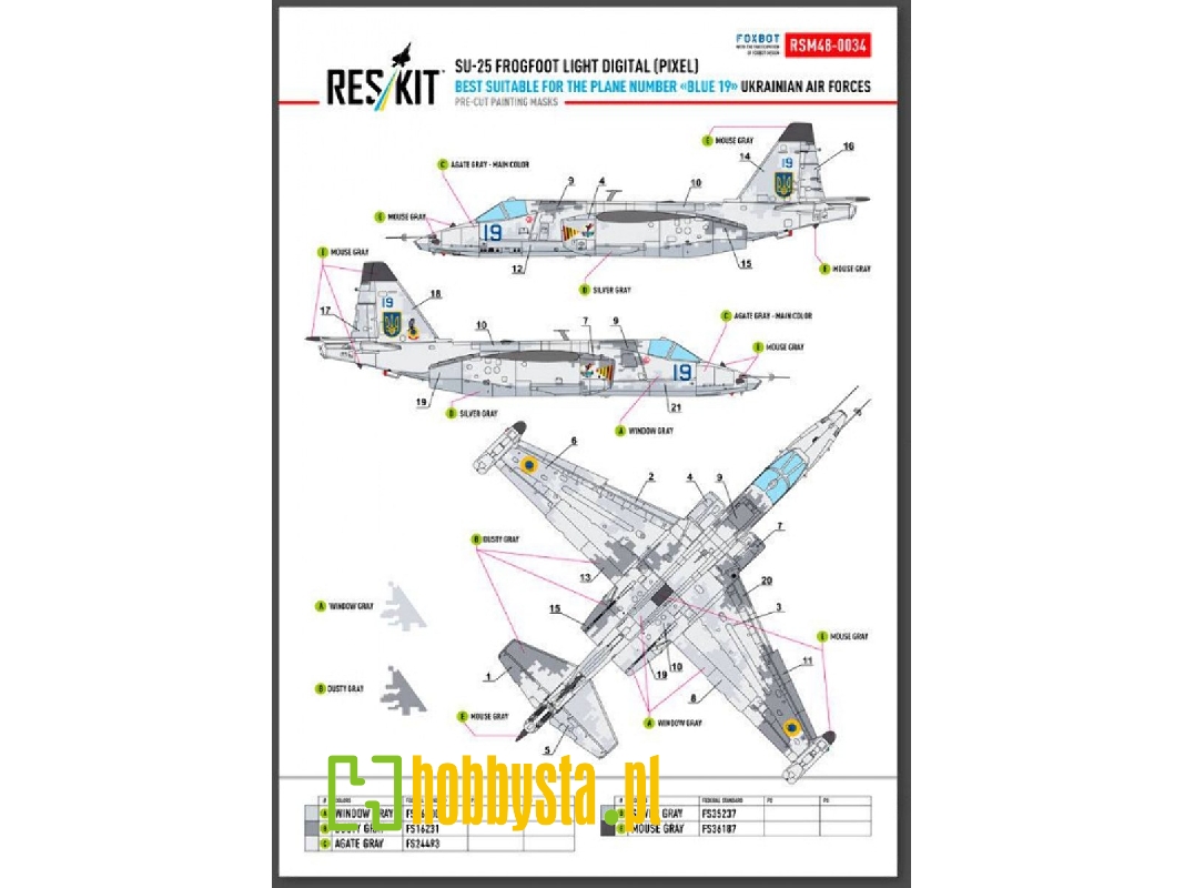 Sukhoi Su-25 Frogfoot - Light Digital (Pixel) Ukrainian Air Forces (Pre-cut Painting Masks ) - image 1