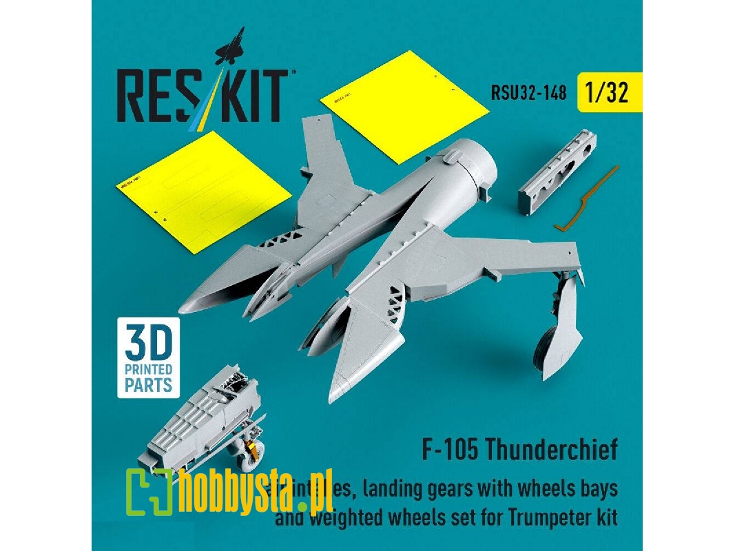 Republic F-105 Thunderchief - Air Intakes, Landing Gears With Wheels Bays And Weighted Wheels Set (For Trumpeter Kits / 3d-print