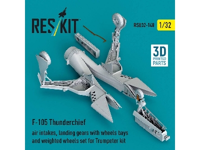 Republic F-105 Thunderchief - Air Intakes, Landing Gears With Wheels Bays And Weighted Wheels Set (For Trumpeter Kits / 3d-print