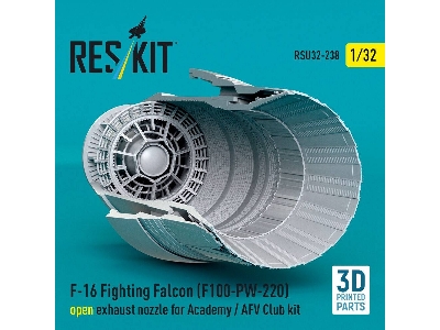 Lockheed Martin F-16 Fighting Falcon - F100-pw-220 Open Exhaust Nozzle (For Academy & Afv Club  Kits / 3d-printed) - image 3