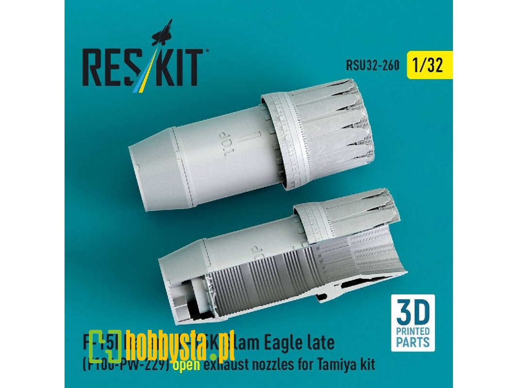 F-15i Ra'am And F-15 K Slam Eagle Late - F100-pw-229 Open Exhaust Nozzles (For Tamiya Kits / 3d-printed) - image 1