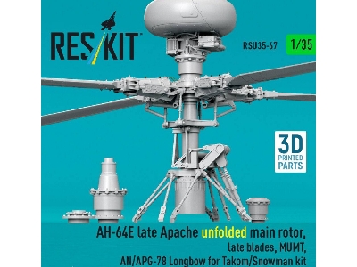 Ah-64 E Late Apache - Unfolded Main Rotor, Late Blades, Mumt, An/Apg-78 Longbow (For Takom / Snowman Kits / 3d-printed) - image 