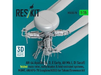 Ah-64 Apache (A, D, E Early, Ah Mk.I, Di Saraf) - Folded Main Rotor, Early Blades & Fold Restraint Systems, Mumt, An/Apg-78 Long