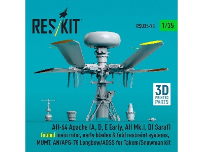 Ah-64 Apache (A, D, E Early, Ah Mk.I, Di Saraf) - Folded Main Rotor, Early Blades & Fold Restraint Systems, Mumt, An/Apg-78 Long
