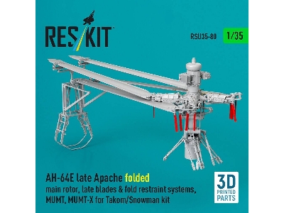 Ah-64 E Late Apache - Folded Main Rotor, Late Blades & Fold Restraint Systems, Mumt, Mumt-x (For Takom And Snowman Kits / 3d-pri