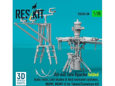 Ah-64 E Late Apache - Folded Main Rotor, Late Blades & Fold Restraint Systems, Mumt, Mumt-x (For Takom And Snowman Kits / 3d-pri