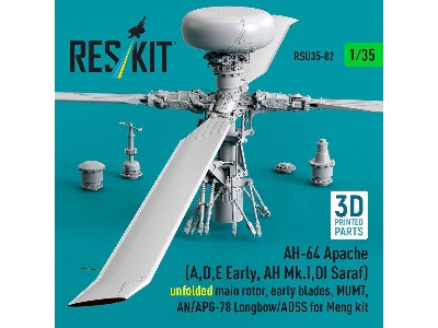 Ah-64 Apache (A,d,e Early, Ah Mk.I,di Saraf) - Unfolded Main Rotor, Early Blades, Mumt, An/Apg-78 Longbow/Adss (For Meng Kits / 