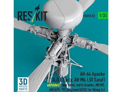 Ah-64 Apache (A,d,e Early, Ah Mk.I,di Saraf) - Unfolded Main Rotor, Early Blades, Mumt, An/Apg-78 Longbow/Adss (For Meng Kits / 